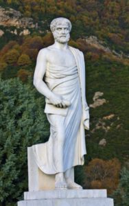 Maddeyi sadece düşünsel olarak açıklamaya çalışan Aristo’nun (MÖ. 384-322) bir heykeli