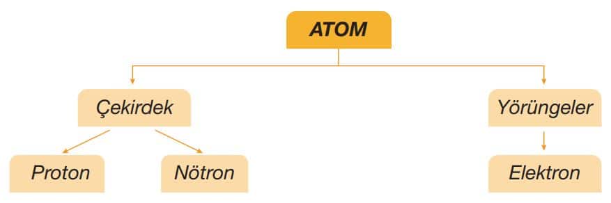 Atomu oluşturan tanecikler ve bulundukları bölgeler